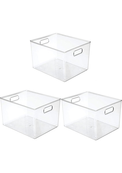 3 Adet 29X20X15 cm Akrilik Şeffaf Buzdolabı Saklama Kutusu Masaüstü Yurdu Banyo Saklama Kutusu (Yurt Dışından)