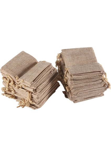 50 Adet Küçük Çuval Bezi Çanta Ipli, 3x4 Inç Hediye Küçük Çuval Bezi Ipli Çanta, Yeniden Kullanılabilir Saklamak Için Çay Poşet Çanta (Yurt Dışından)