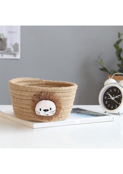 2x Karikatür Hayvanlar Dokuma Depolama Sepeti Masaüstü Organizatör Çeşitli Eşyalar Saklama Kutusu Çamaşır Sepetleri - Aslan (Yurt Dışından) fiyatları