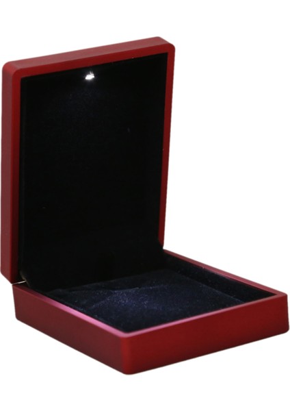 LED Lighted Necklace Box Rubber + Plush Pendant Case For Jewelry Display Wedding Valentine's Day Gift (Red) (Yurt Dışından) fiyatları