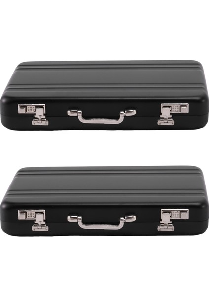 2x Aluminum Password Box Card Case Mini Suitcase Password Briefcase Black (Yurt Dışından)