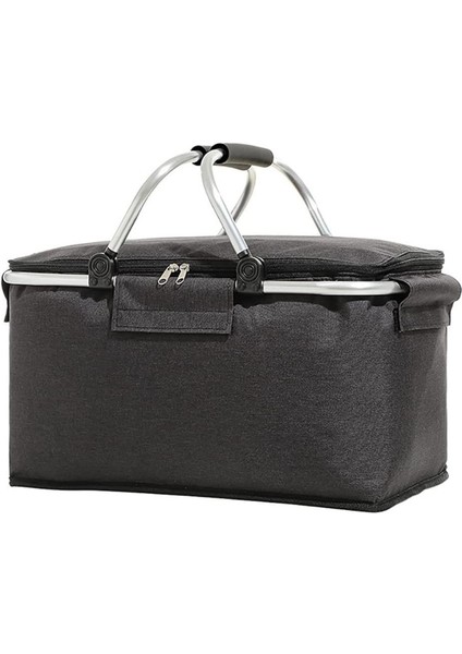 Yalıtımlı Piknik Sepeti Taşınabilir Katlanır Öğle Yemeği Çantası Kamp, Yürüyüş, Vb Için Kulplu Büyük Su Geçirmez Yalıtım Kutusu (Yurt Dışından)