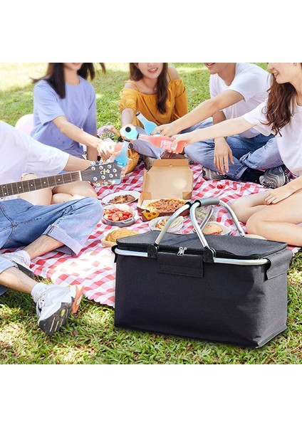 Yalıtımlı Piknik Sepeti Taşınabilir Katlanır Öğle Yemeği Çantası Kamp, Yürüyüş, Vb Için Kulplu Büyük Su Geçirmez Yalıtım Kutusu (Yurt Dışından) modelleri