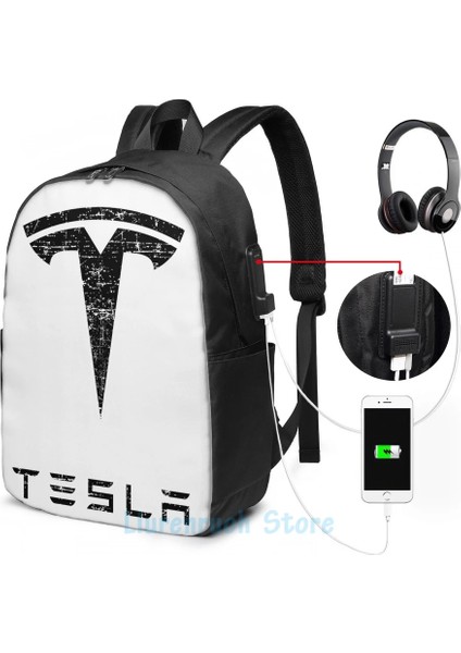 Kozmetik Çantası Komik Grafik Baskı Tesla USB Şarj Sırt Çantası Erkek Okul Çantaları Kadın Çantası Seyahat Laptop Çantası (Yurt Dışından) modelleri
