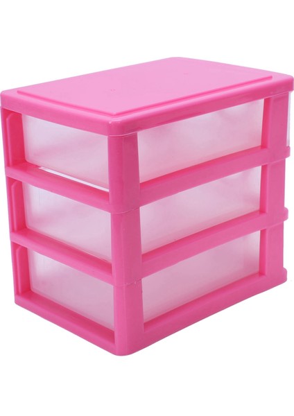 Mini Translucent Drawer Type Plastic Storage Box（rose Red 3 Layers） (Yurt Dışından)
