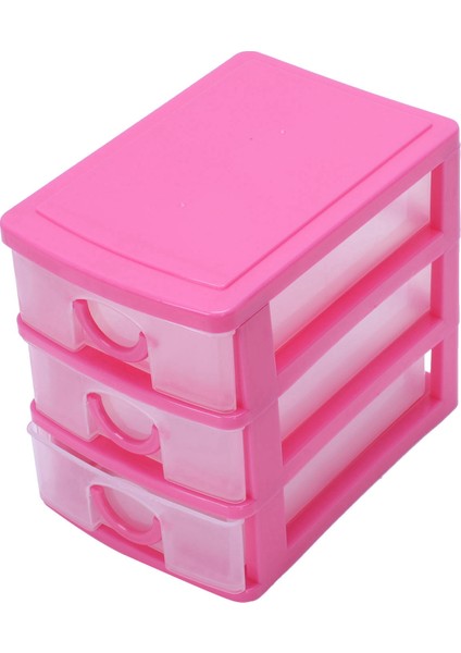 Mini Translucent Drawer Type Plastic Storage Box（rose Red 3 Layers） (Yurt Dışından) fiyatları