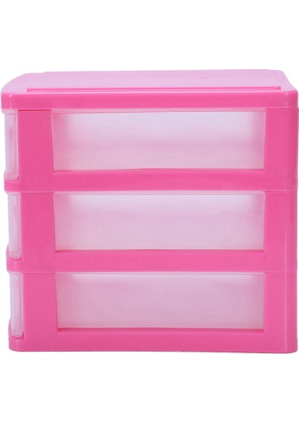 Mini Translucent Drawer Type Plastic Storage Box（rose Red 3 Layers） (Yurt Dışından) fırsatları