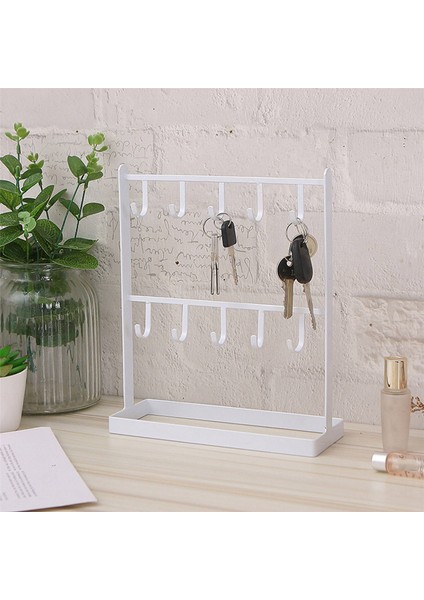2x Tabletop Iron Jewelry Jewelry Earring Hanger Necklace Ring Earring Earring Shelf Display Shelf Porch Key Rack White (Yurt Dışından) fiyatları