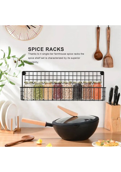 4 Paket Estetik Çiftlik Evi Baharat Rafları Duvara Montaj Yerden Tasarruf ve Kurulumu Kolay Asılı Raflar Baharat Organizatör (Yurt Dışından) modelleri