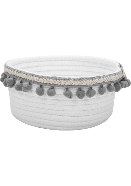 Top Pamuk Halat Dokuma Depolama Sepeti Masaüstü Kozmetik Depolama Sepeti Iskandinav Tarzı Enkaz Saklama Kutusu Gri (Yurt Dışından)