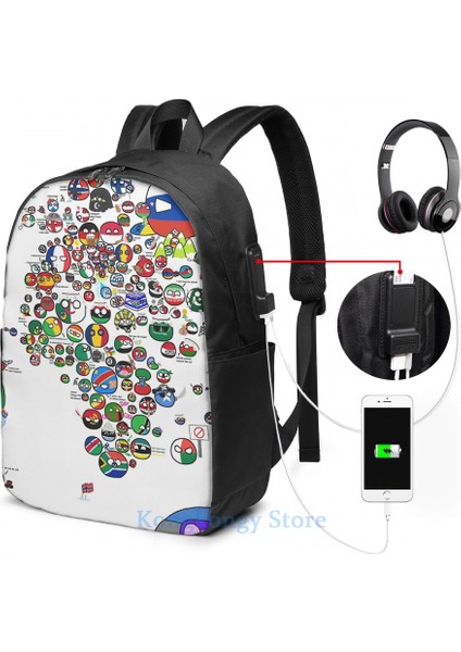 Laptop Çantası 15 Komik Grafik Baskı Polonyatopu Countryball Dünya Haritası USB Şarj Sırt Çantası Erkekler Okul Çantaları Kadın Çantası Seyahat Laptop Çantası (Yurt Dışından) modelleri