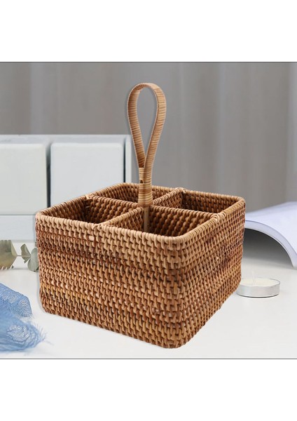 El Dokuma Hasır Hasır Depolama Sepeti Taşınabilir Dört Bölmeli Sınıflandırma Depolama Meyve Sepeti Ev Depolama C (Yurt Dışından) modelleri