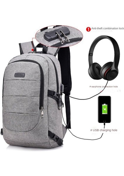 Siyah 29X14X49 cm Iş USB Şarj Erkek Sırt Çantası Büyük Kapasiteli Laptop Çantası Çok Fonksiyonlu Öğrenci Okul Çantası Anti-Hırsızlık Adam Seyahat (Yurt Dışından)