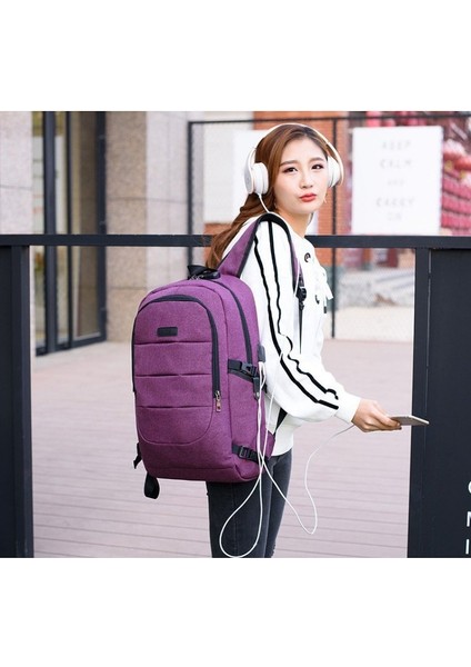 Siyah 29X14X49 cm Iş USB Şarj Erkek Sırt Çantası Büyük Kapasiteli Laptop Çantası Çok Fonksiyonlu Öğrenci Okul Çantası Anti-Hırsızlık Adam Seyahat (Yurt Dışından)