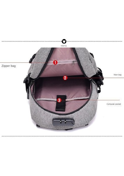 Siyah 29X14X49 cm Iş USB Şarj Erkek Sırt Çantası Büyük Kapasiteli Laptop Çantası Çok Fonksiyonlu Öğrenci Okul Çantası Anti-Hırsızlık Adam Seyahat (Yurt Dışından)