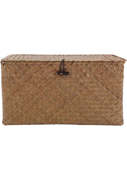 Handmade Straw Woven Storage Basket With Lid Makeup Organizer Storage Box Seagrass Laundry Baskets Rattan Jewelry Box(M) (Yurt Dışından) fırsatları