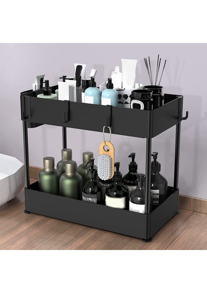 Düzenleyiciler ve Depolama, Banyo Düzenleyici, 4 Kancalı 2 Katlı Düzenleyici, Banyo Lavabosu Altı (Yurt Dışından) indirimleri