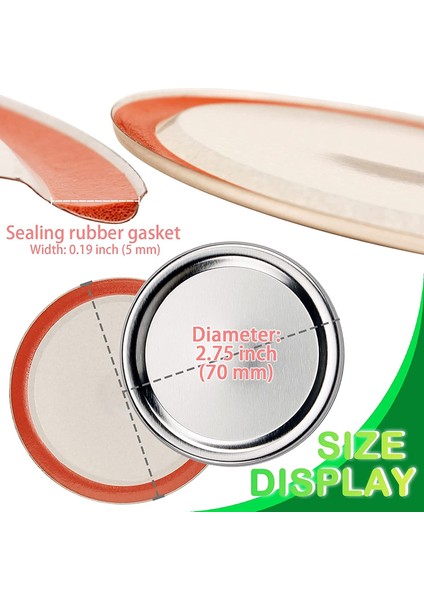 Mason Kavanozları Için Ağız Konserve Kapakları Bölünmüş Tip Kavanoz Kapakları Silikon Contalı Sızdırmaz ve Güvenli Konserve KAPAKLARI-150 Pcs (Yurt Dışından) fırsatları