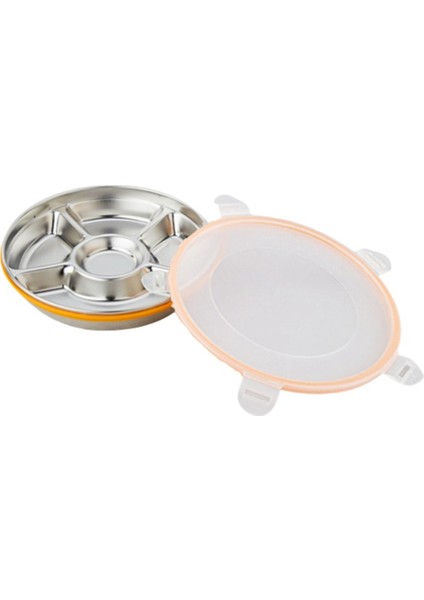 Kapaklı Bölünmüş Servis Tepsisi Snack Meyve Sebze Tepsisi Paslanmaz Çelik 5 Bölmeli Tabak Snackle Kutuları Konteyner (Yurt Dışından)