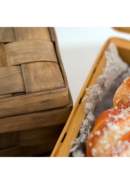 2x Fransa Tarzı Piknik Sepeti Ekmek Sepetleri Yürüyüş Saklama Kutusu Kek Masa Dekorasyon Gıda Fotoğrafçılığı El-Ahşap Renk (Yurt Dışından) modelleri