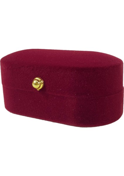 Nişan Takı Ekranı Için Eşleşen Iki Parçalı Paketleyici ile Lüks Kadife Oval Şekil Kırmızı Yüzük Mücevher Kutusu, Kırmızı (Yurt Dışından)
