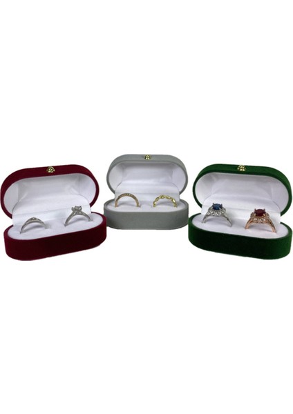 Nişan Takı Ekranı Için Eşleşen Iki Parçalı Paketleyici ile Lüks Kadife Oval Şekil Kırmızı Yüzük Mücevher Kutusu, Kırmızı (Yurt Dışından) fırsatları