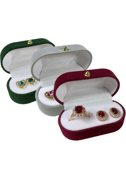 Nişan Takı Ekranı Için Eşleşen Iki Parçalı Paketleyici ile Lüks Kadife Oval Şekil Kırmızı Yüzük Mücevher Kutusu, Kırmızı (Yurt Dışından) indirimleri