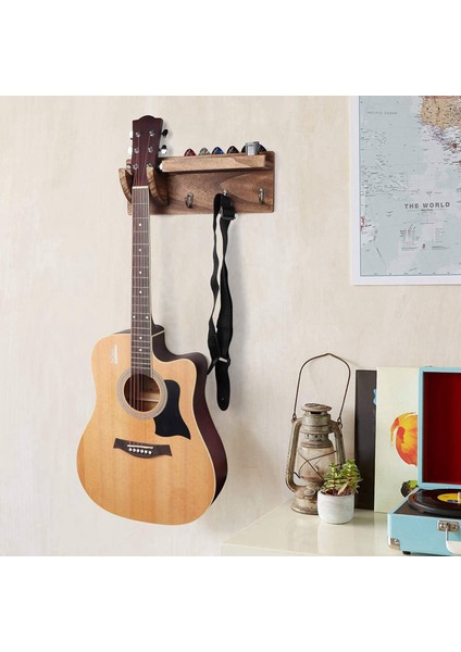 2x Gitar Duvar Askı Gitar Tutucu Duvar Montaj Braketi Askı Ahşap Asılı Seçim Tutucu ve 3 Kanca Kömürleşmiş (Yurt Dışından) fırsatları