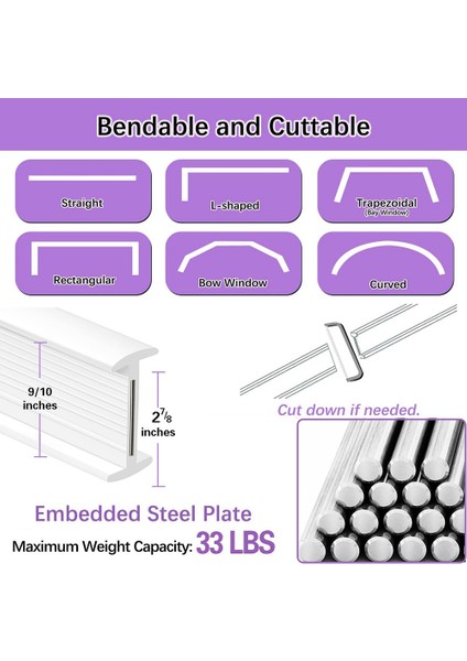 Flexible Bendable Ceiling Curtain Track, Ceiling Mount For Curtain Rail, Room Divider Ceiling Track For Curtains 9.8ft (Yurt Dışından) fiyatları