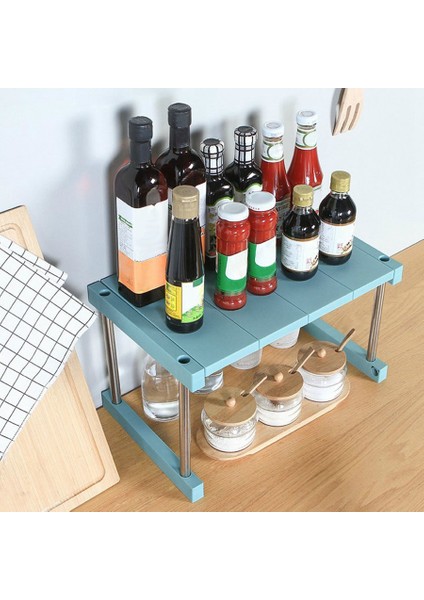 Kitchen Cabinet Counter Shelf Organizer Expandable Stackable Spice Rack For Dish Sauce Black (Yurt Dışından) fırsatları