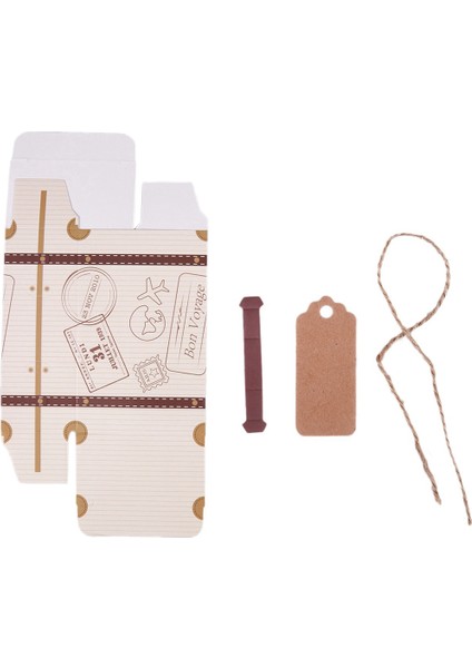 300 Adet Mini Bavul Favor Kutusu Parti Favor Şeker Kutusu, Etiketleri ve Halat ile Vintage Kraft Kağıt (Yurt Dışından)