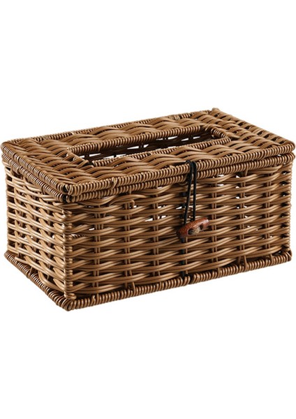 2x Taklit Rattan Çekme Kutusu Doku Kutusu Zarif Ev Dekorasyon El Yapımı Masaüstü Doku Kutusu Peçete Saklama Kutusu 21X12 cm (Yurt Dışından) modelleri