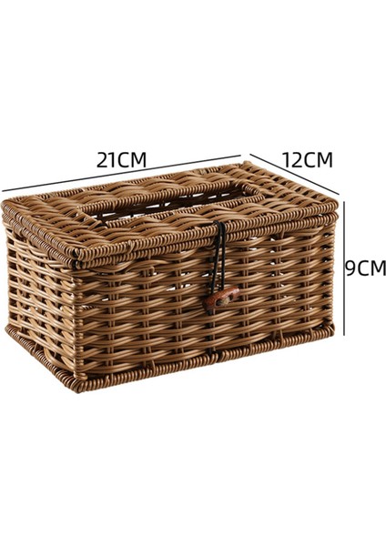2x Taklit Rattan Çekme Kutusu Doku Kutusu Zarif Ev Dekorasyon El Yapımı Masaüstü Doku Kutusu Peçete Saklama Kutusu 21X12 cm (Yurt Dışından) fırsatları