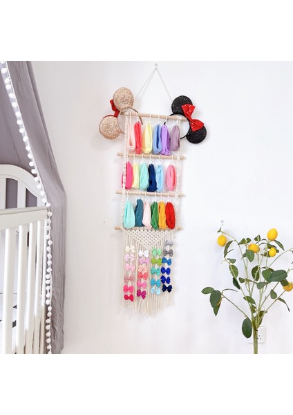 Headband Holder Hair Bows Organizer For Girls, Baby Hair Bow Holder Hair Clips Organizer With 30 Pcs Plastic Hooks (Yurt Dışından) fiyatları