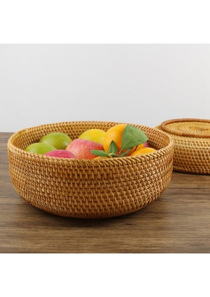 3pcs Rattan Meyve Sepeti Aperatif Ekmek Sepeti Yuvarlak Dokuma Sepet Dokuma Depolama Sepeti (Yurt Dışından) fırsatları