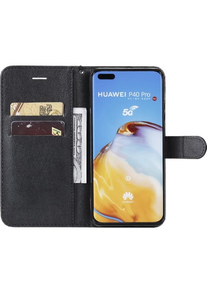 Huawei P40 Pro Klasik Düz Renk ile Yüksek Kaliteli Deri Flip Case (Yurt Dışından)