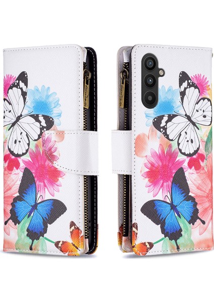 Ile Uyumlu Samsung Galaxy A34 5g Kılıf Premium Pu Deri Fermuarlı Cüzdan Kart Yuvası Bilek Kayışı Kapaklı (Yurt Dışından)