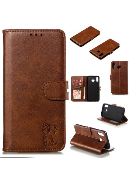 Samsung Galaxy A10S Için Cüzdan Durumda Kickstand Kart Tutucu Kabartmalı Tüm (Yurt Dışından)