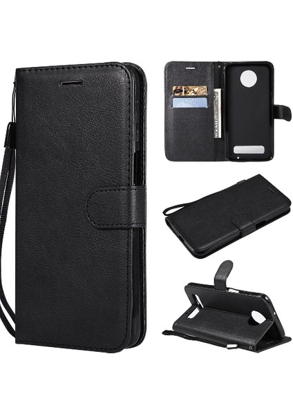 Motorola Moto Z3 Oyun Klasik Düz Renk ile Yüksek Kalite Için Flip Case (Yurt Dışından)