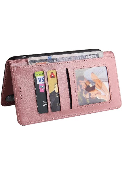 Xiaomi Redmi 9A Üç Kart Yuvaları Premium Deri Kickstand Için Flip Case (Yurt Dışından)