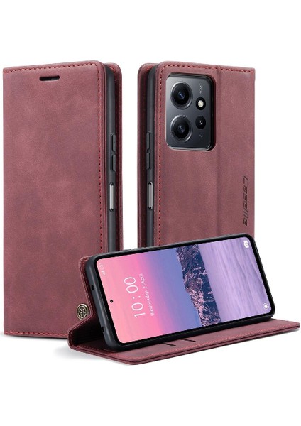 Mays Boutique Xiaomi Redmi Not 12 Için Flip Case 4g Manyetik Kapatma Darbeye Vaka Pu (Yurt Dışından)