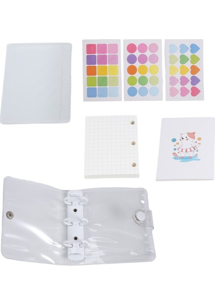 Mini Dosya Cepleri, 3 Delikli Doldurulabilir Defter Aksesuar Seti, Şeffaf Pvc Gevşek Yaprak Defter, (Beyaz) (Yurt Dışından) fırsatları