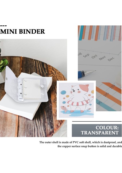 Mini Dosya Cepleri, 3 Delikli Doldurulabilir Defter Aksesuar Seti, Şeffaf Pvc Gevşek Yaprak Defter, (Beyaz) (Yurt Dışından) indirimleri