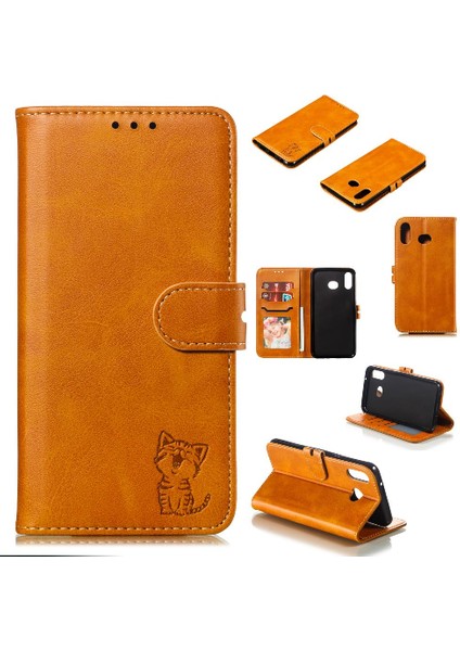 Samsung Galaxy A10S Için Cüzdan Durumda Kickstand Kart Tutucu Kabartmalı Tüm (Yurt Dışından)