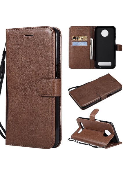 Motorola Moto Z3 Oyun Klasik Düz Renk ile Yüksek Kalite Için Flip Case (Yurt Dışından)