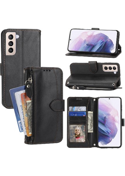 Samsung Galaxy S21 Artı 5g Kickstand Pu Deri Kart Tutucu Için Flip Case (Yurt Dışından)