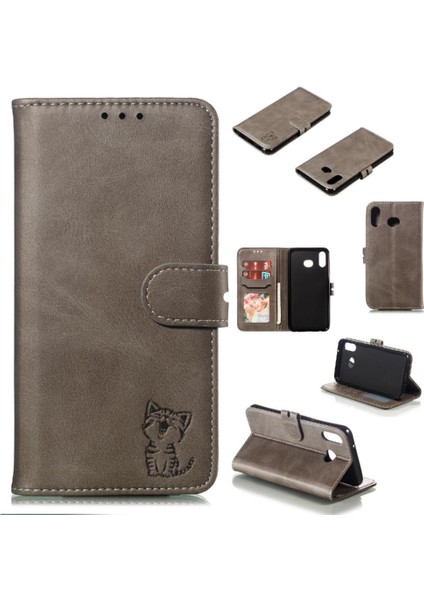 Samsung Galaxy A10S Için Cüzdan Durumda Kickstand Kart Tutucu Kabartmalı Tüm (Yurt Dışından)