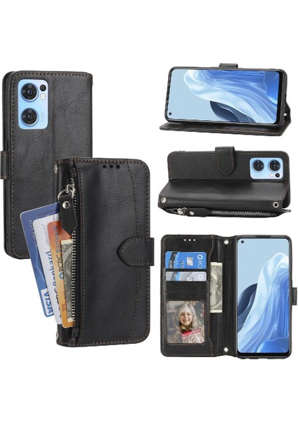 Oppo Reno7 5g Kart Tutucu Için Flip Case Kickstand Manyetik Kapatma Kayışı (Yurt Dışından)