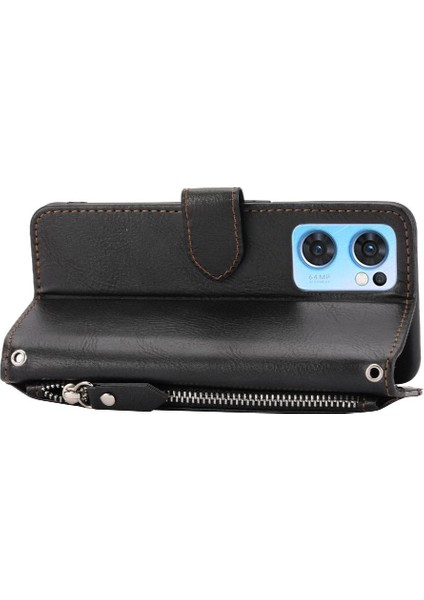 Oppo Reno7 5g Kart Tutucu Için Flip Case Kickstand Manyetik Kapatma Kayışı (Yurt Dışından)