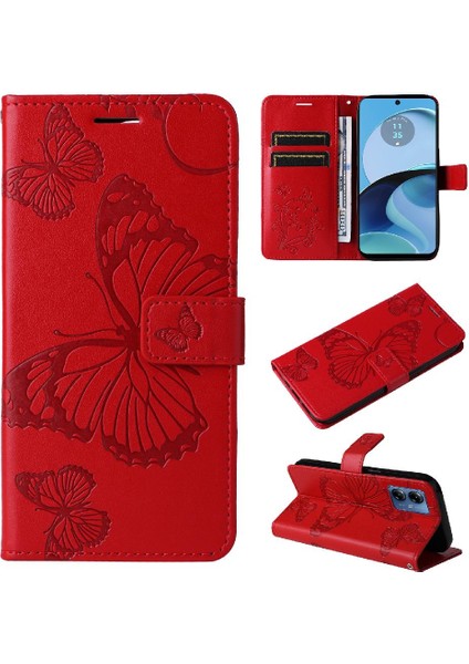 Motorola Moto G14 4g Flip Kickstand Manyetik Kapak Için Kılıf Kart Yuvası ile (Yurt Dışından)